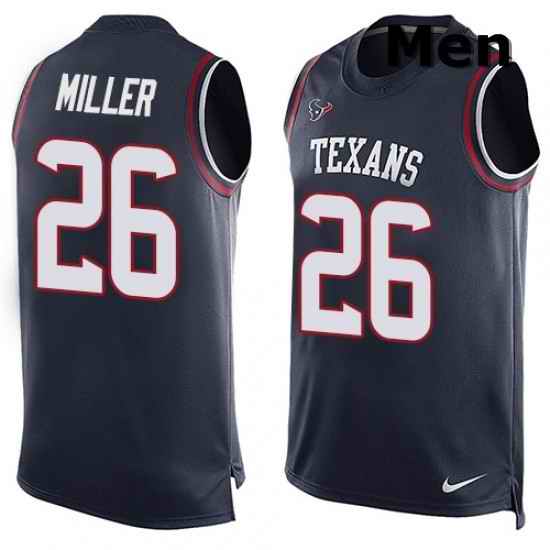 Men Nike Houston Texans 26 Lamar Miller Limited Navy Blue Player Name Number Tank Top NFL Jersey